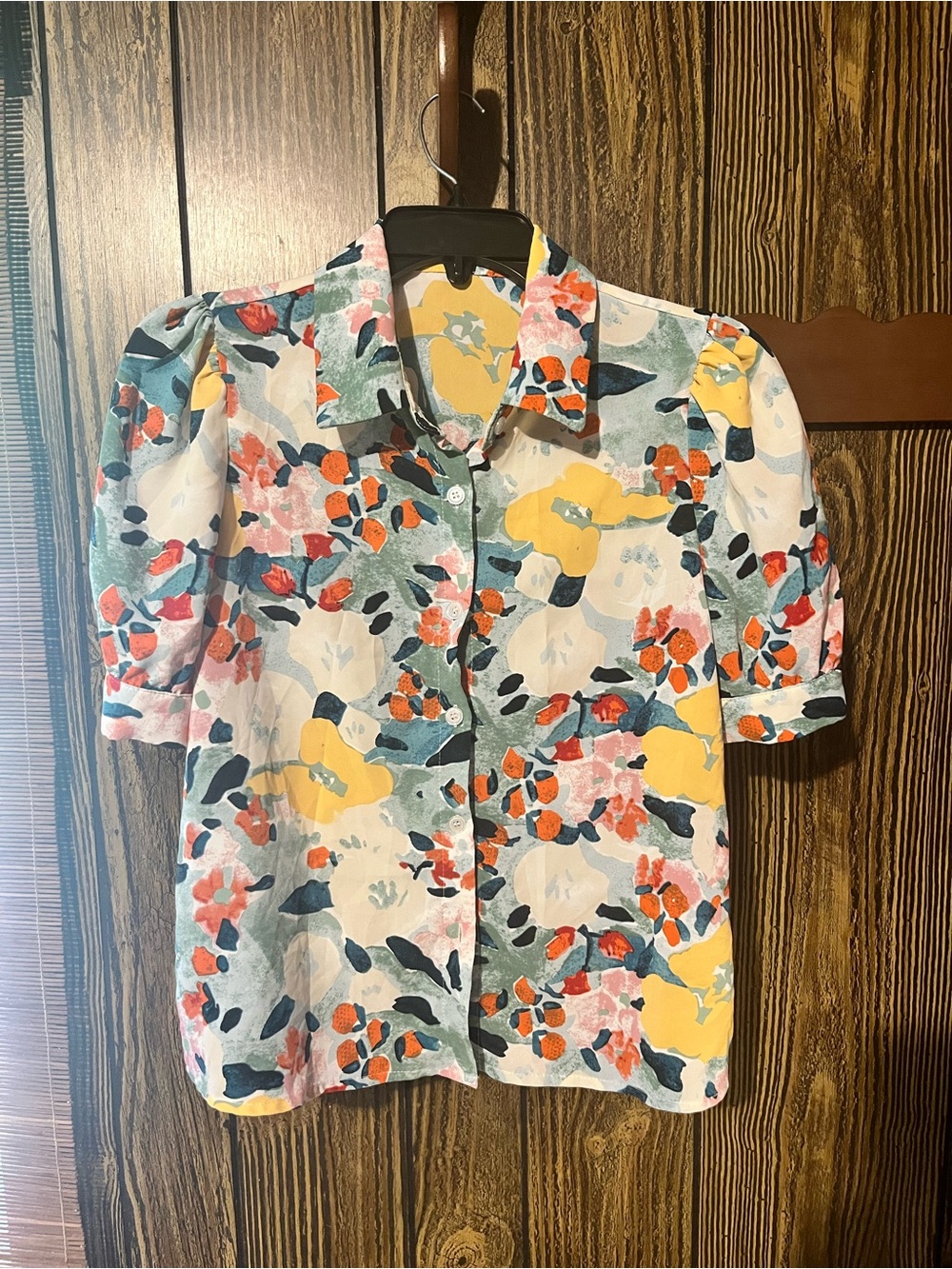 SHEIN Multicolor Floral Button-Up Blouse